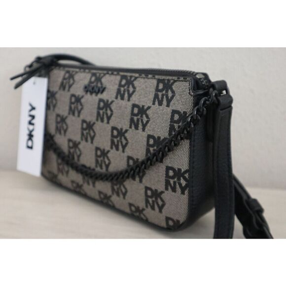 DKNY WMN's Demi Ivory/Black Logo Bryant Park w/Chain Shoulder Crossbody Bag - Picture 13 of 16